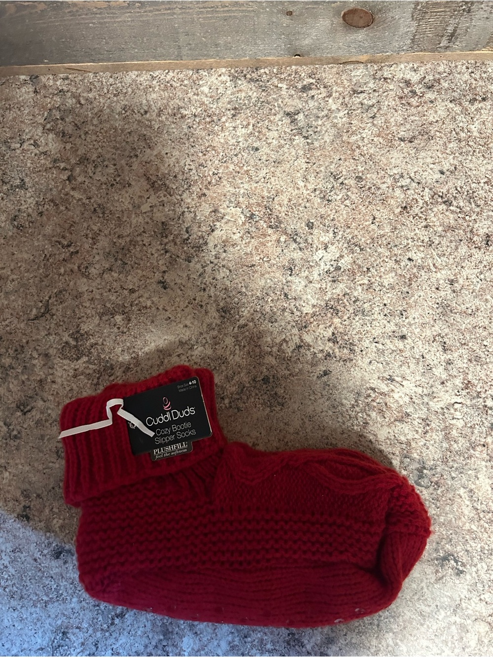 Cuddl Duds Red Knit Cozy Bootie Slippers